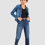 Jeans Moda Mujer Mezclilla Confort Mom Relaxed Dark Oggi