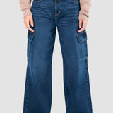 Jeans Baggy Azul Oscuro para Mujer - Cintura Alta