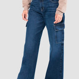 Jeans Baggy Azul Oscuro para Mujer - Cintura Alta