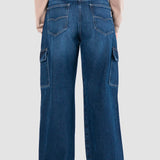 Jeans Baggy Azul Oscuro para Mujer - Cintura Alta