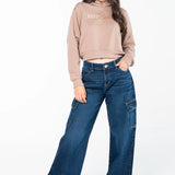 Jeans Baggy Azul Oscuro para Mujer - Cintura Alta