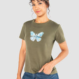 Playera Regular Olivo para Mujer - Manga Corta