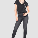 Playera Regular Negro para Mujer - Manga Corta