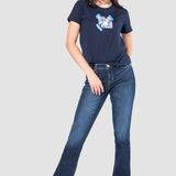 Playera Regular Azul Marino para Mujer - Manga Corta