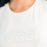 Playera Moda Mujer Manga Corta Brillos Regular Oggi