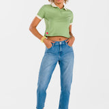 Playera Polo Mujer Manga Corta Slim Rib Oggi