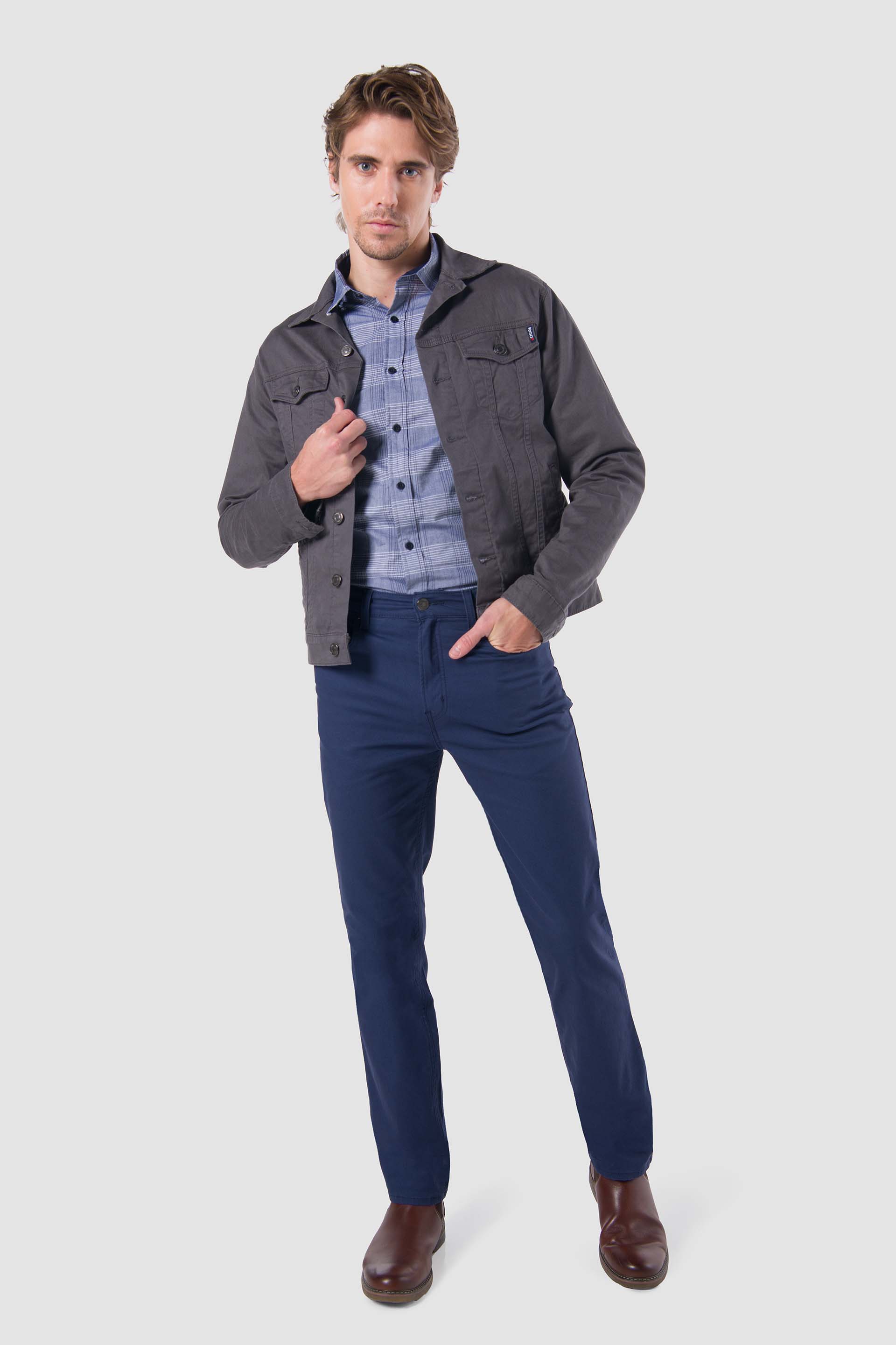Tela Gabardina Pantalon Gabardina Hombre Azul Marino Pantalon