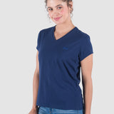 Playera Básica Mujer Manga Corta Cuello V Slim Oggi