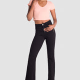 Jeans Moda Mujer Mezclilla Stretch Ruby Acampanado Black Oggi