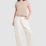 Jeans Wide Leg Beige para Mujer