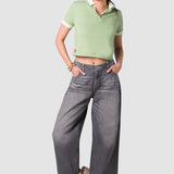 Jeans Wide Leg Negro para Mujer