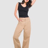 Jeans Amplio Khaki para Mujer - Wide Leg