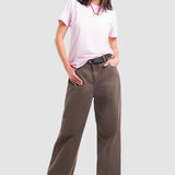 Jeans Amplio Café Oscuro para Mujer - Wide Leg