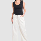 Jeans Amplio Blanco para Mujer - Wide Leg