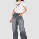 Jeans Amplio Negro para Mujer - Wide Leg