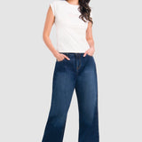 Jeans Amplio Azul Oscuro para Mujer - Wide Leg