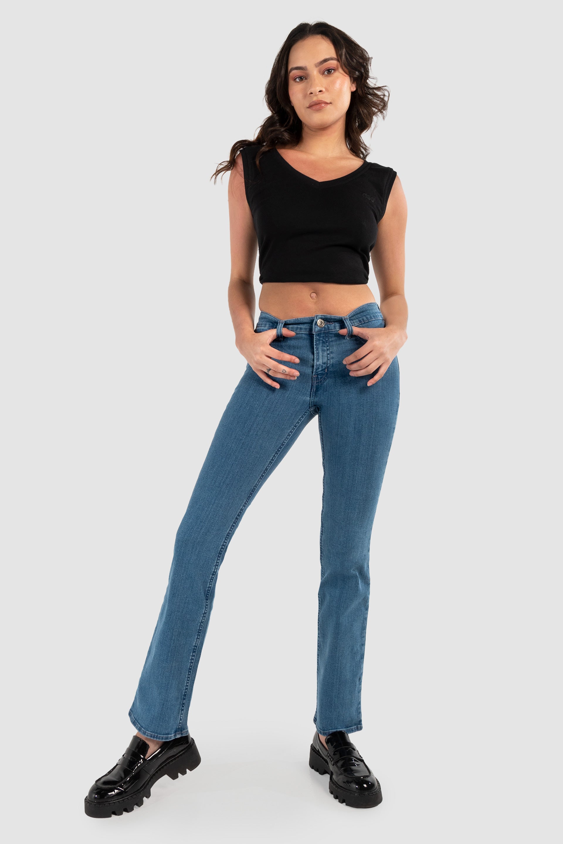 Del Pantalon Femenino Pantalones De Antes Jeans Boot Cut Azul